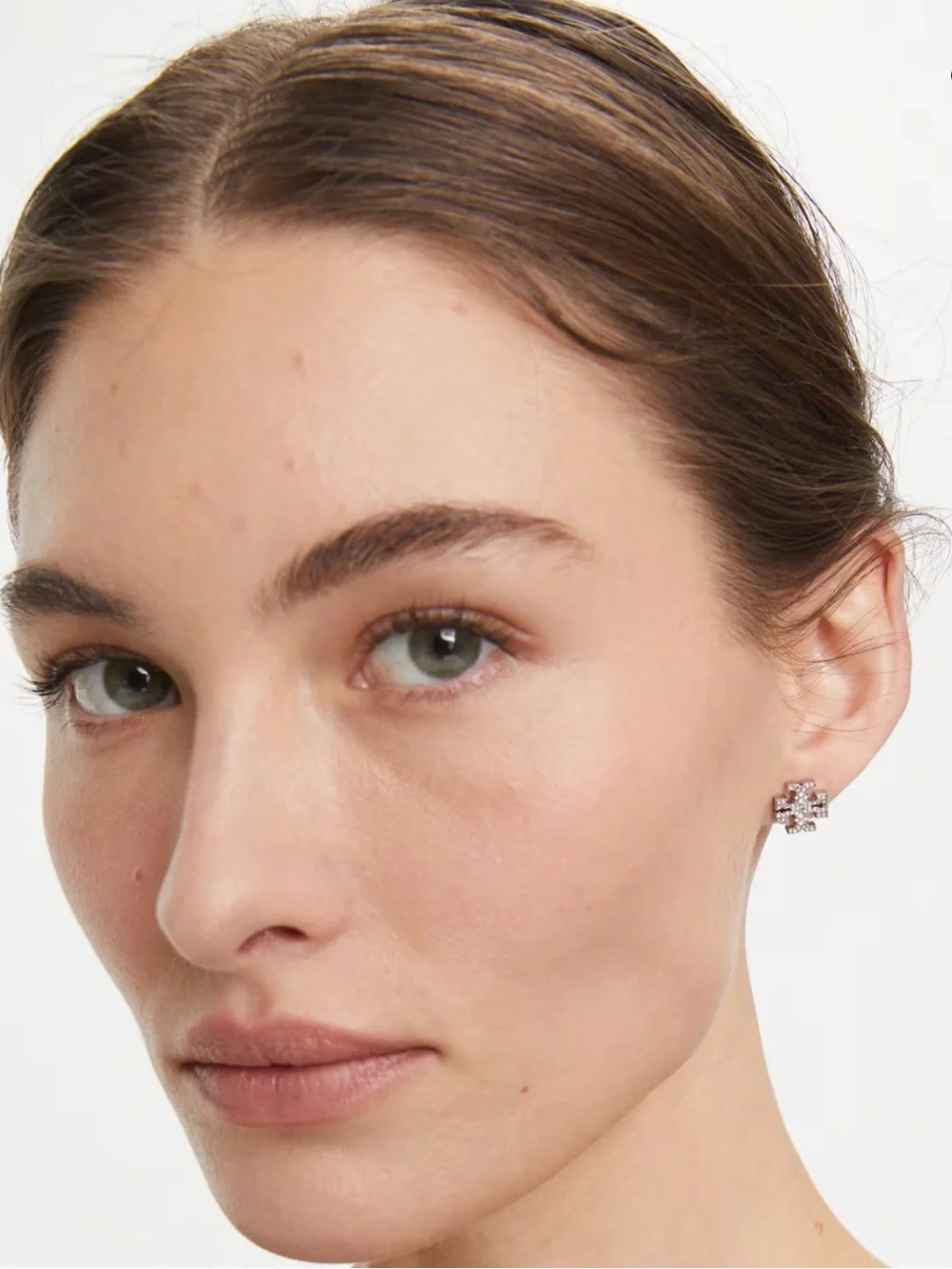 Tory Burch Gold Icon Pave Stud Earrings